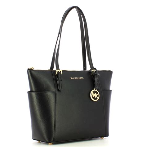 michael kors jet set item lg ew tz tote black|michael kors jet set tote.